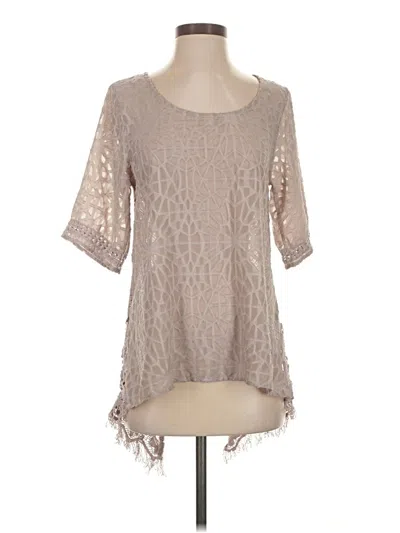 Pre-owned Red By Bke 3/4 Sleeve Top Tan Scoop Neck Tops In Brown