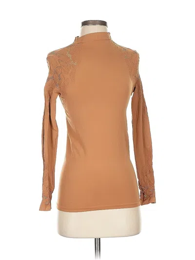 Pre-owned Red By Bke Long Sleeve Top Brown Turtleneck Tops