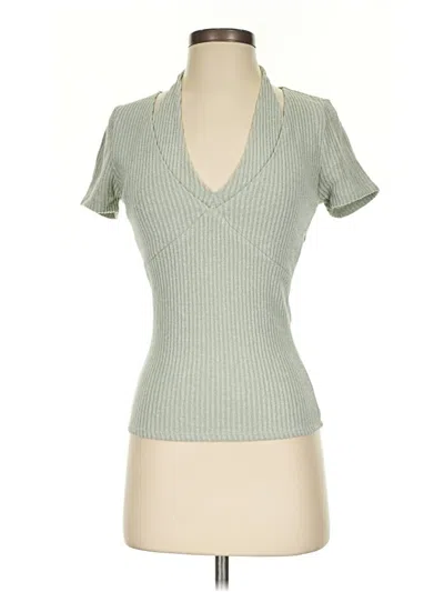 Pre-owned Red By Bke Short Sleeve Top Green Open Neckline Tops