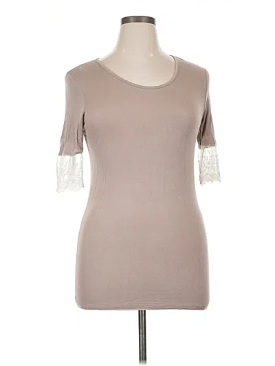 Pre-owned Red By Bke Short Sleeve Top Tan Sweetheart Neckline Tops In Brown