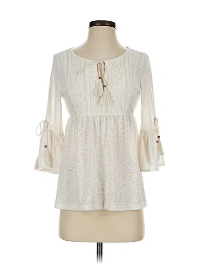 Pre-owned Red Camel 3/4 Sleeve Blouse In White