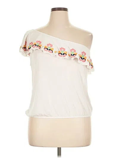 Pre-owned Red Camel Short Sleeve Top Ivory One Shoulder Neckline Tops In White