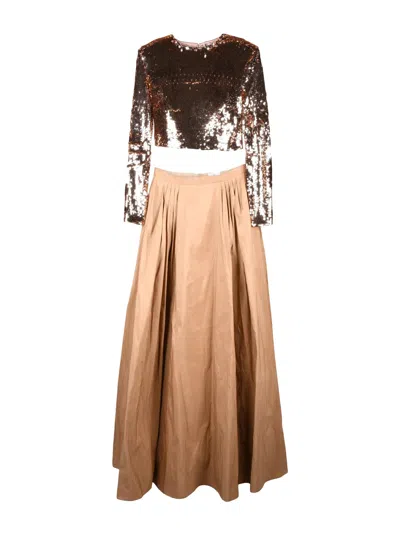 Red Carpet E. Franchi Brown/bronze Polyamide Women Skirt Set