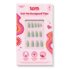 Red Carpet Manicure Gel-on Led Cured Designed Nail Art Tips - Holographic Glitter Coffin