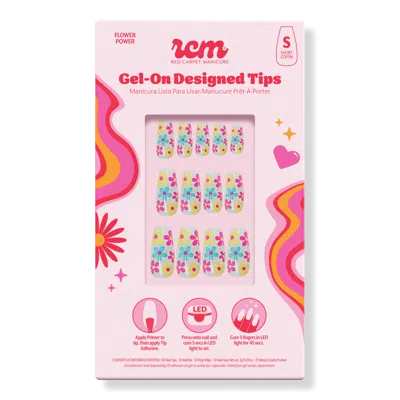 Red Carpet Manicure Gel-on Led Cured Designed Nail Art Tips - Flower Power Coffin In Multi