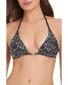 Red Carter Beaded Halter Bikini Top In Black