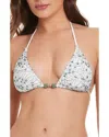 Red Carter Beaded Halter Bikini Top In White
