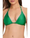 Red Carter Beaded Triangle Top In Green