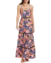 Red Carter Tie Back Maxi Dress Swim Cover-up In Multi