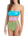 Red Carter Center Stage Bandeau Swimsuit In Multi