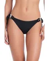 Red Carter Chain Detail Tie Side Bikini Bottom In Black