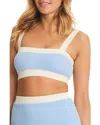 Red Carter Colorblock Coverup Crop Top Coverup Top In Blue