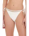 Red Carter Crocheted Trim Bikini Bottom In White
