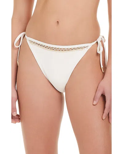 Red Carter Crocheted Trim Bikini Bottom In White
