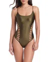 Red Carter Cross Cutout Maillot One-piece Swimsuit In Brown