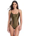 Red Carter Cross Cutout Maillot One-piece Swimsuit In Green