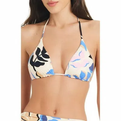 Red Carter Day Dreaming Triangle Swim Top In Ivory/blue Floral In Multi