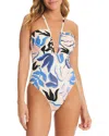 Red Carter Printed U Wire One Piece Swimsuit In Multi In Pink