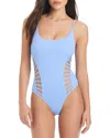 Red Carter Diagonal Rib Cut Out Swimsuit