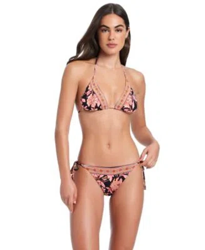 Red Carter Dj Vu Classic Triangle Bikini Halter Bra Tie Cheeky Coverage Side Bottom In Multi