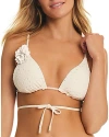 Red Carter Eyelet Adjustable Strap Triangle Bikini Top In Moonstone
