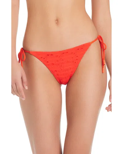 Red Carter Eyelet Tie Side Swim Bottoms In Multi