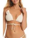 Red Carter Eyelet Adjustable Strap Triangle Bikini Top In Pink