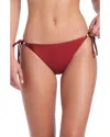 Red Carter Faux Pearl Tie Side Bikini Bottom In Burgundy