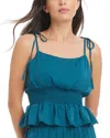 Red Carter Hammered Satin Coverup Cropped Cami In Blue
