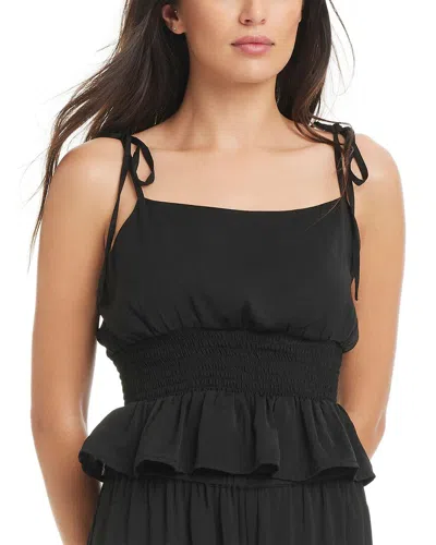 Red Carter Hammered Satin Coverup Cropped Cami In Black