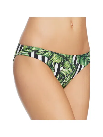 Red Carter Havana Leaf Womens Hipster Low Rise Bikini Swim Bottom In White