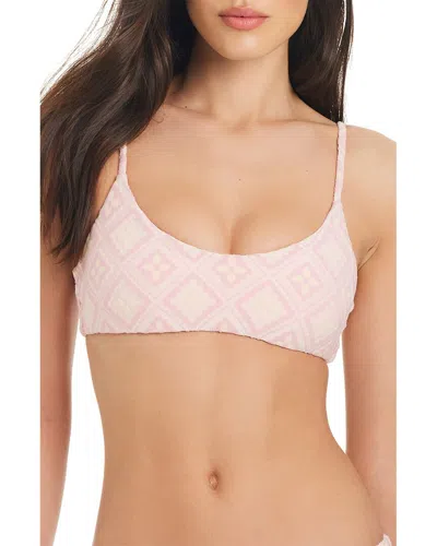 Red Carter Jacquard Geo Bralette Swim Top In White