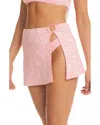 Red Carter Geo Jacquard O Ring Cover Up Skirt In Pink