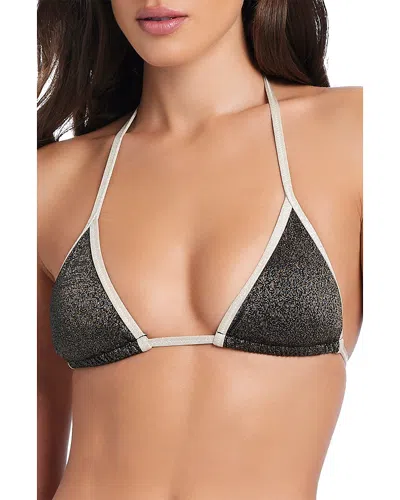Red Carter Metallic Classic Triangle Bikini Top In Multi
