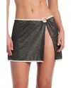 Red Carter Metallic Skirt Swim Cover-up In Black