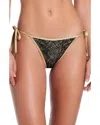 Red Carter Metallic Tie Side Bikini Bottom In Gray