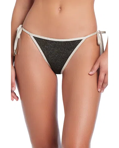 Red Carter Metallic Tie Side Bikini Bottom In Black