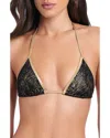 Red Carter Metallic Trim Classic Triangle Bikini Top In Black