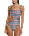 Red Carter Milano Stripe Asymmetric One-piece In Multi