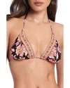 Red Carter Dj Vu Classic Triangle Bikini Halter Bra In Multi