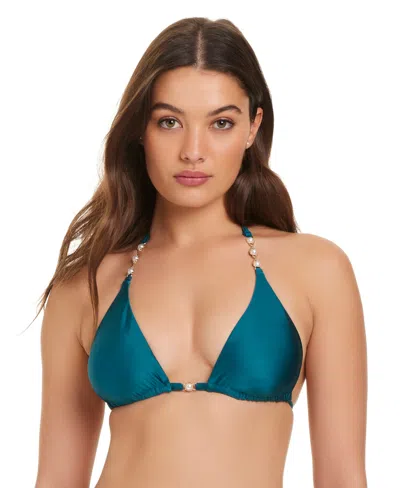 Red Carter Pearls Of Wisdom Classic Triangle Bikini Halter Bra In Purple