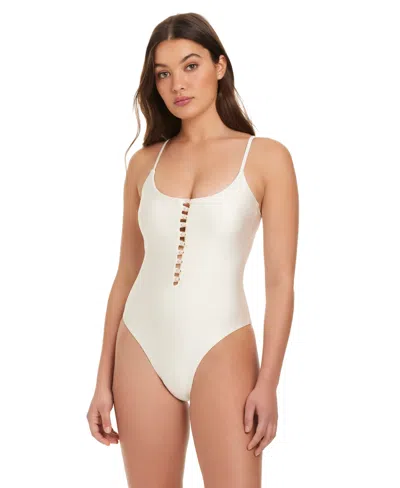 Red Carter Pearls Of Wisdom Tank One-piece Swimsuit In Brown