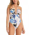 Red Carter Printed U Wire One Piece Swimsuit In Multi In Blue