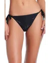 Red Carter Rhinestone Tie Side Bikini Bottom In Black