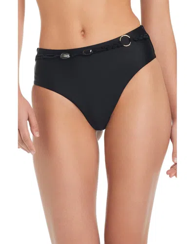 Red Carter Shine Solids High Waist Swim Bottoms In Black