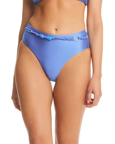 Red Carter Shine Solids High Waist Swim Bottoms In Blue
