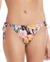 Red Carter Shirred Side Tie Bikini Bottom In Ballerina Pink Multi
