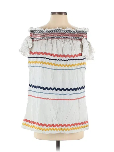 Pre-owned Red Carter Short Sleeve Blouse In White