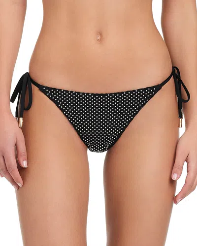 Red Carter Side Tie Bikini Bottom In Black