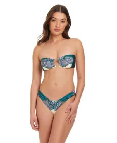 Red Carter Solar Power U Ring Bandeau Scoop Bottoms In Blue